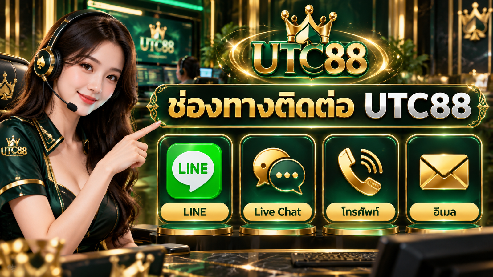 ช่องทางติดต่อ UTC88 ผ่าน LINE Live Chat โทรศัพท์ และอีเมล